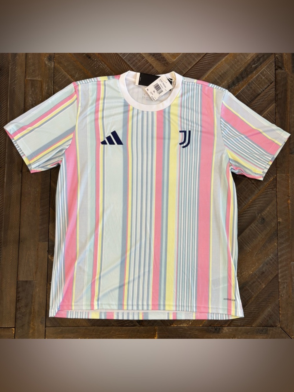 adidas Juventus Officially Licensed Soccer Jersey White Pink Yellow Blue XL